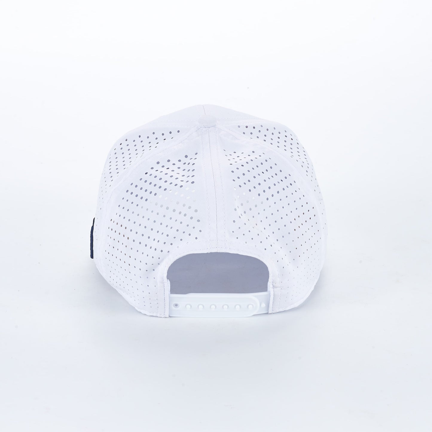 The ARTI White Performance Crown Rope Hat by ARTI is shown from the back, displaying breathable mesh panels and an adjustable snapback closure. A plain white background emphasizes the hat’s structure and details.