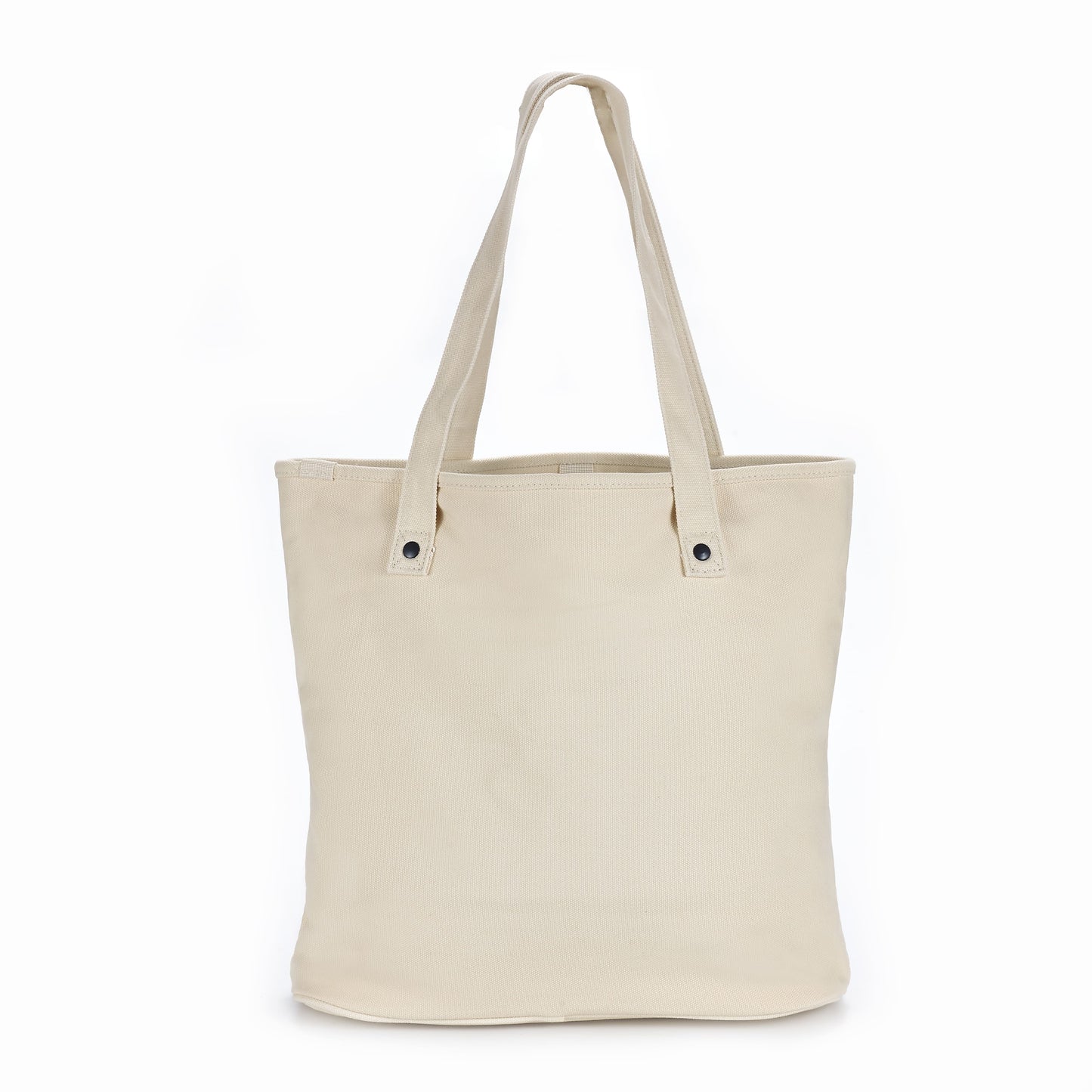 The ARTI Cream Tote Bag by ARTI is a plain, eco-friendly cotton tote bag with two long straps secured by metal rivets. It stands upright against a white background, featuring no visible logos or designs.