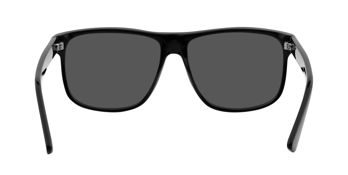 The Neven Eyewear Cinder sunglasses from the Phoenix Collection feature black, rectangular thick frames and dark lenses, shown front-facing on a white background with slightly angled temples and visible top-corner hinges.