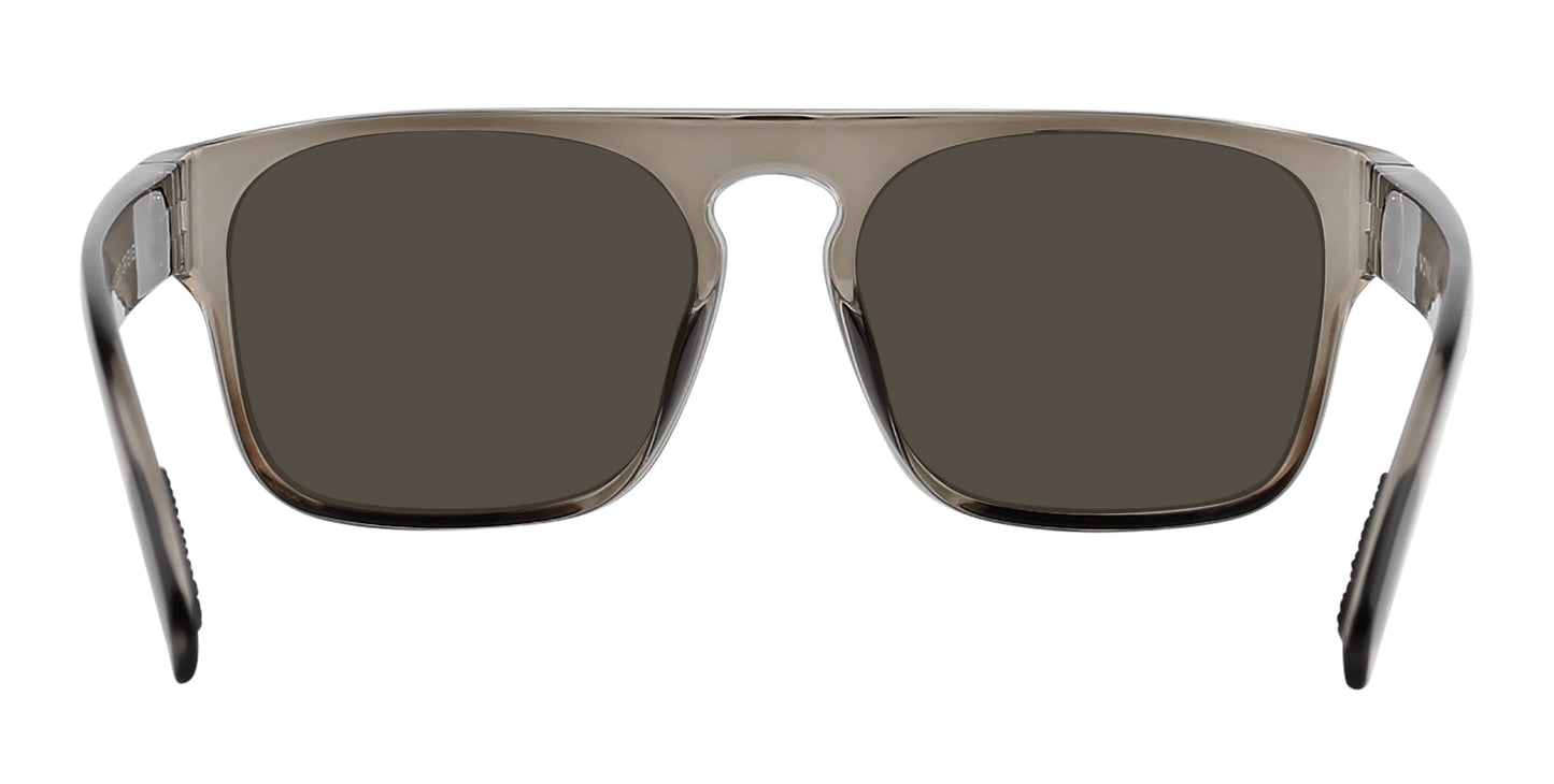 The Wubula by Neven Eyewear are large, square polarized sunglasses with blue mirrored lenses and a translucent gray frame. They feature thick outward-curving arms and a keyhole bridge, shown from the front.