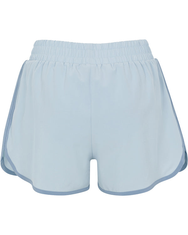 The Sierra Short by Wringer Wear features moisture-wicking fabric in a white design, perfect for all-court performance.
