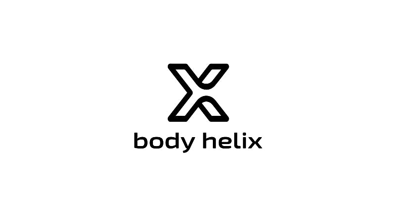 Black geometric X logo above the words body helix in lowercase, bold sans-serif font, all centered on a plain white background.