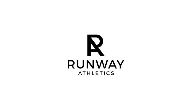 Black logo with a stylized R above the bold text RUNWAY and smaller text ATHLETICS below, all on a white background. The design is simple and modern.