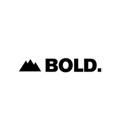 Black mountain icon next to the word BOLD. in uppercase, bold black letters with a period, all on a plain white background.