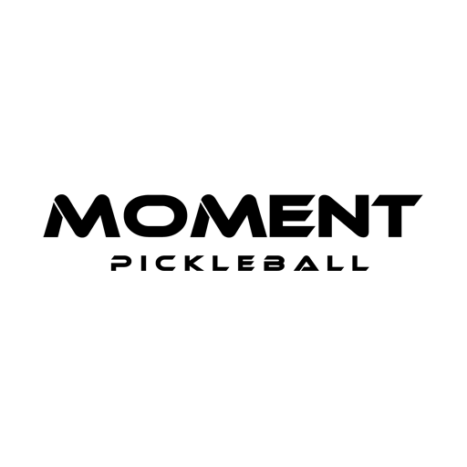 Black text on a white background reads “MOMENT PICKLEBALL.” The word “MOMENT” is in bold, rounded uppercase letters, and “PICKLEBALL” is in smaller, stylized uppercase letters below.