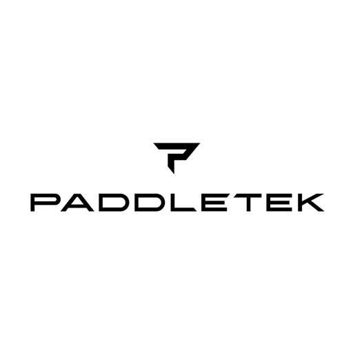 The black Paddletek logo features a minimalist P symbol above the bold, uppercase word PADDLETEK on a white background. The font is modern and geometric.
