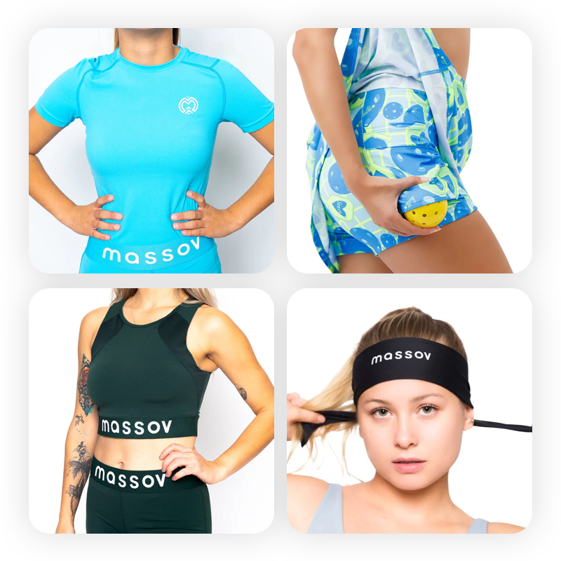 Smiling young woman with shoulder-length blonde hair wears a sleeveless navy top and a short white skirt, standing with one hand on her hip against a white background.