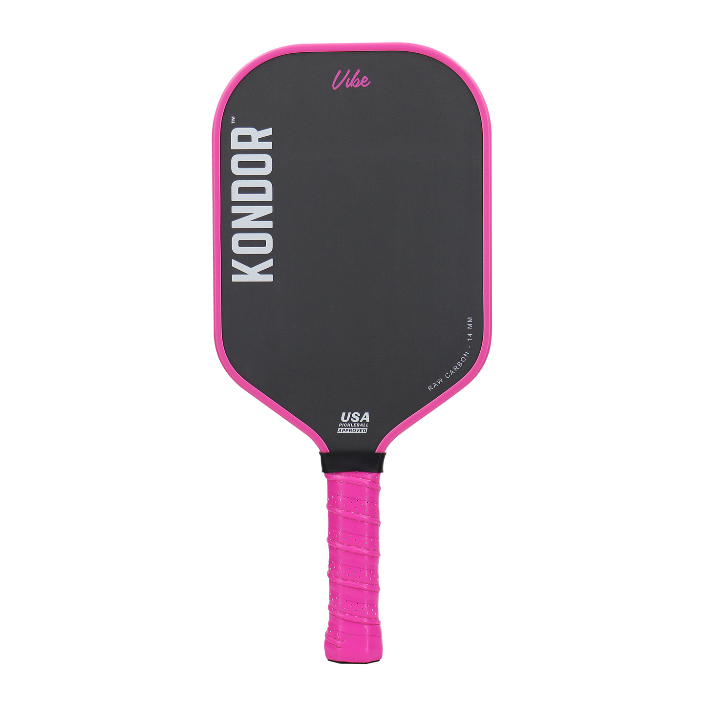 The KONDOR PICKLEBALL Vibe Pro Power - TROPIXX SERIES is a stylish, advanced pickleball paddle featuring a pink handle.