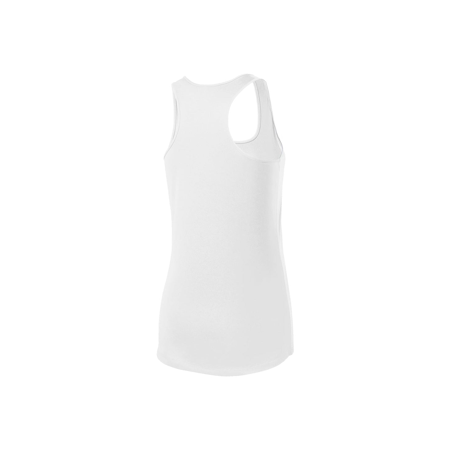 The Diadem Sports Drycore Racerback Tank is pictured from the back on a white background. This 100% polyester, moisture-wicking tank offers a smooth fitted silhouette and racerback style with no visible logos or patterns.