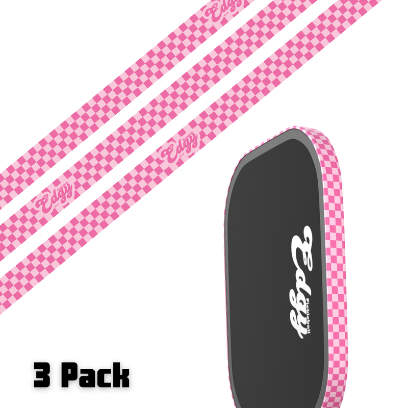 Pink Checkers Edge Tape (3 pack) - Pickleball Paddle Edge Tape