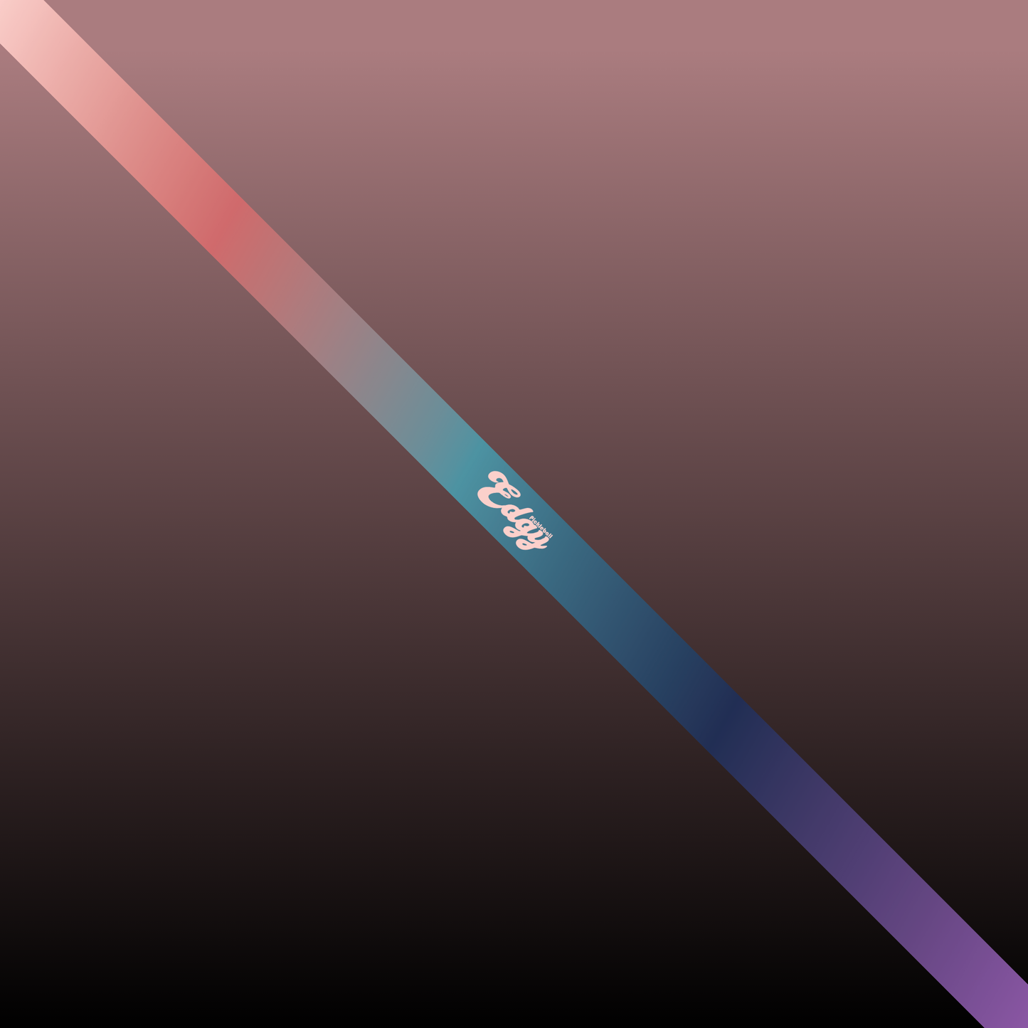 A diagonal stripe, echoing the Gradient Edge Tape (3 pack) by Edgy Pickleball, runs top left to bottom right on a brown-to-black background. The stripe fades pink to blue to purple with “Easy” in white, rounded script centered on it.