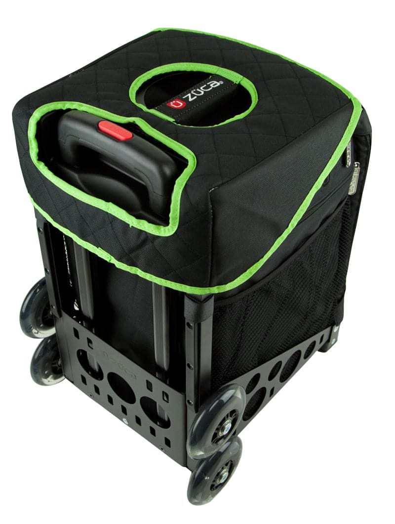The ZUCA Reversible Seat Cushion adds comfort to your rolling bag. It features dual-color quilted fabric with bright green edging and fits perfectly on any ZUCA accessory for stylish, portable seating wherever you go.