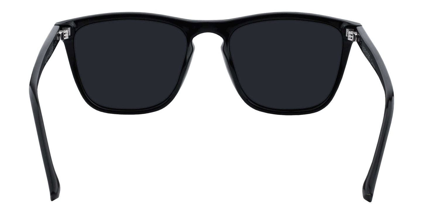A pair of Canova sunglasses by Neven Eyewear features black, square frames with dark lenses and thick, glossy arms. These rectangle sunglasses offer a modern, minimalist look from the front.