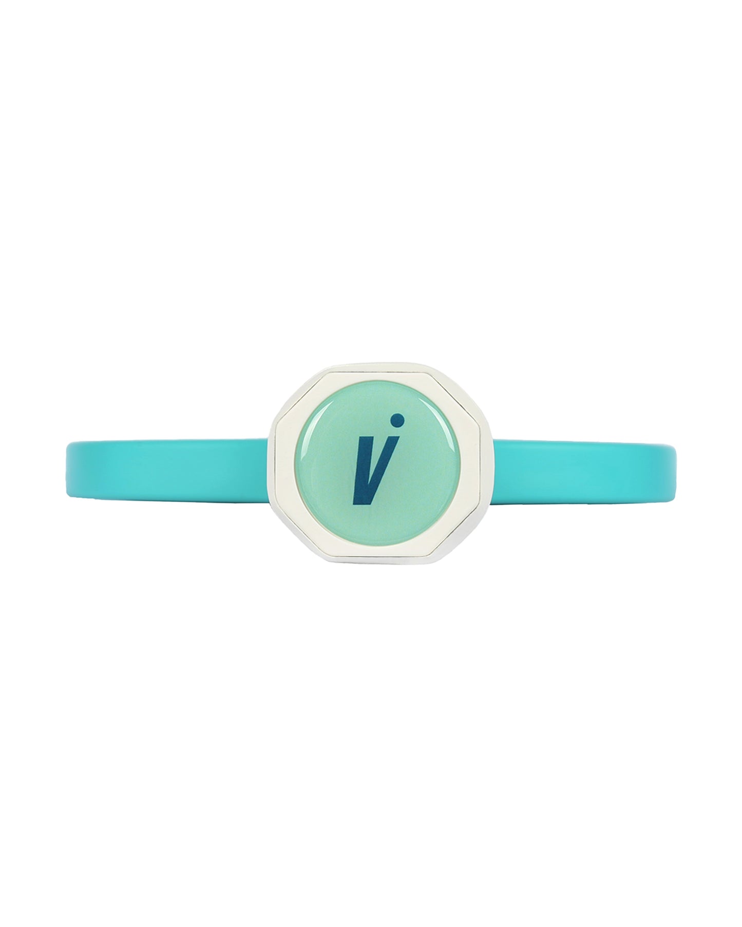 The CTRL 2 Forza 16mm Pickleball Paddle by Volair Pickleball features a modern design with a round, silver-edged light green centerpiece and a dark blue “i” logo, resembling the sleek look of contemporary pickleball paddles.