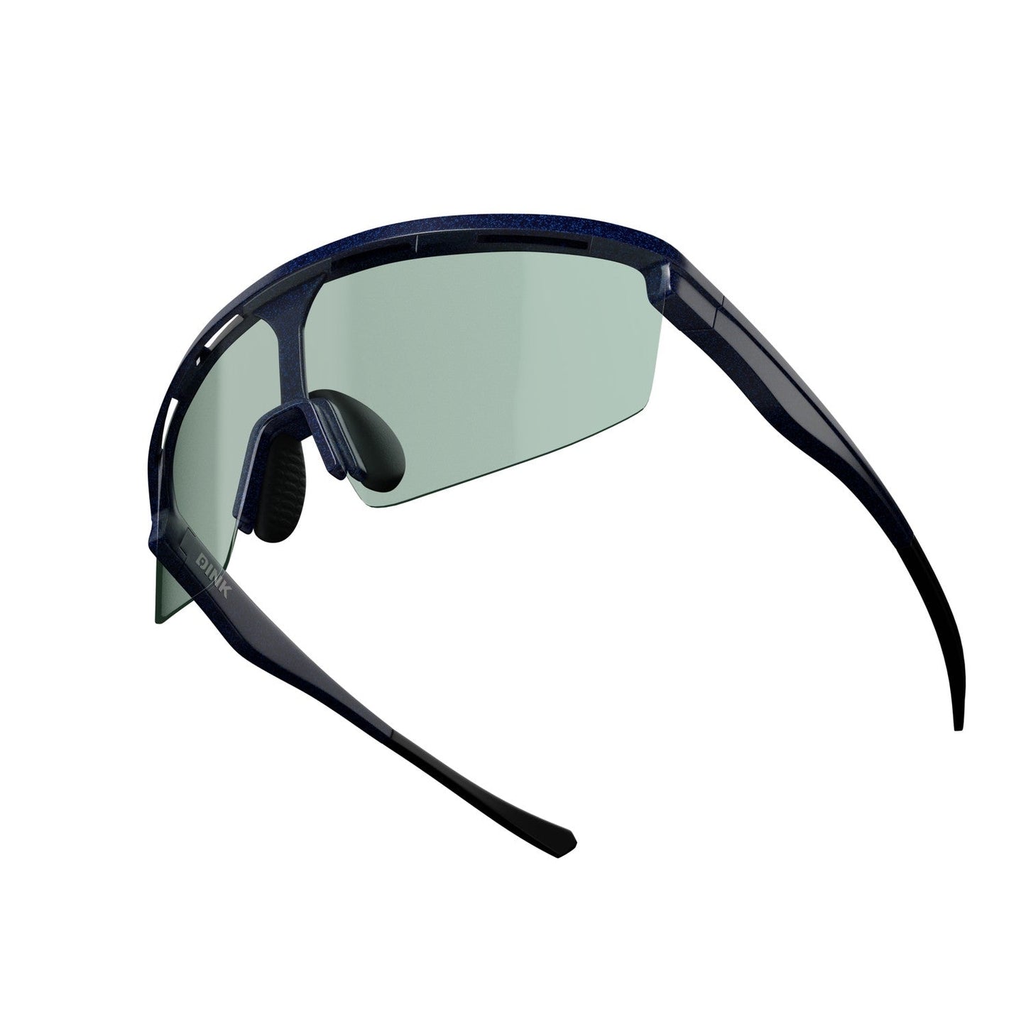 The Dink Eyewear Captiva Blue Pearl Sunglasses feature ColorBoost lens tech, a sleek dark frame, adjustable nose pads, and slim temples—ideal sporty eyewear for athletic or outdoor adventures.