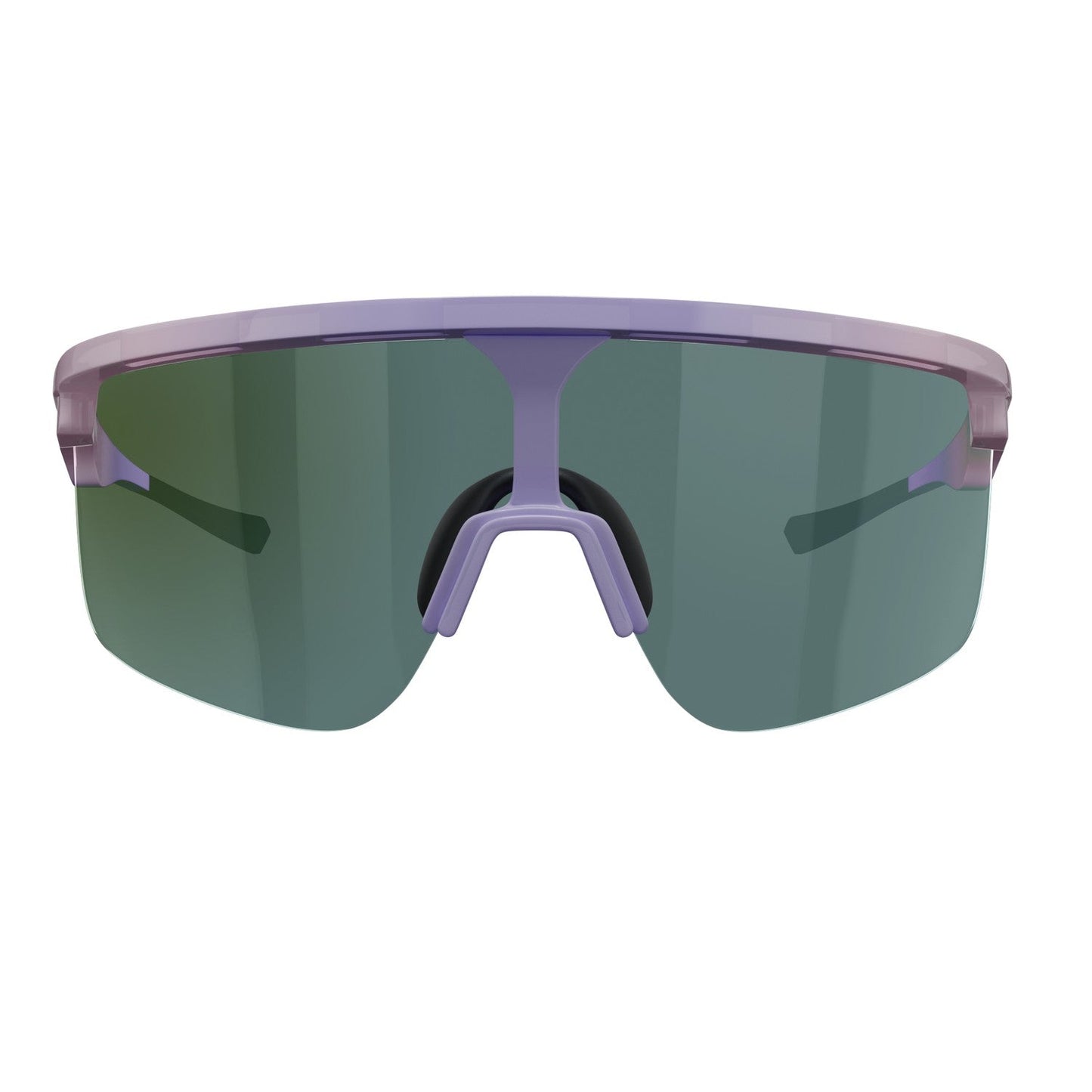 The Captiva Large Lilac Sunglasses by Dink Eyewear feature ColorBoost lens technology, a single dark green-tinted wrap lens, and a translucent purple frame with a wide nose bridge and sleek, modern side arms for an aerodynamic look.