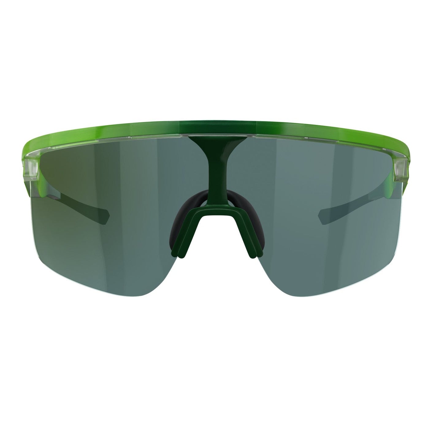 The Dink Eyewear Captiva Large Lime Sunglasses feature a bold, sporty wrap design with a green semi-rimless frame, single dark-tinted ColorBoost lens, clear corner accents, and contoured nose pad for comfort and style.