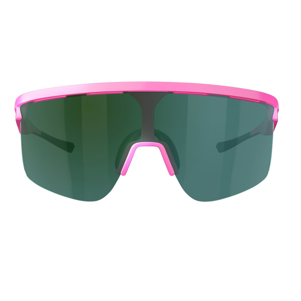 Dink Eyewear's Captiva Pickleball Sunglasses feature a single large dark green lens with ColorBoost technology, a bright pink frame, and UV protection—sleek performance sport eyewear ideal for athletic or outdoor activities.