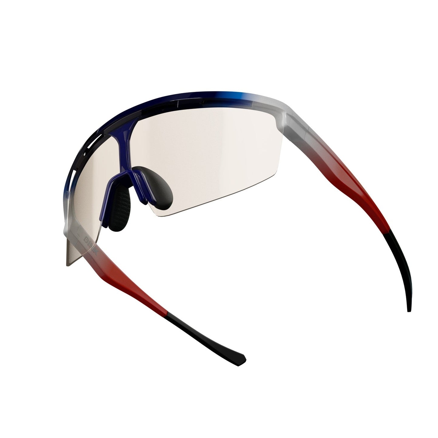 The Captiva USA Pickleball Sunglasses by Dink Eyewear feature ColorBoost lenses, an aerodynamic oversized wrap, and a frame that fades from deep blue to red with black tips and comfy nose pads for a modern, lightweight feel.