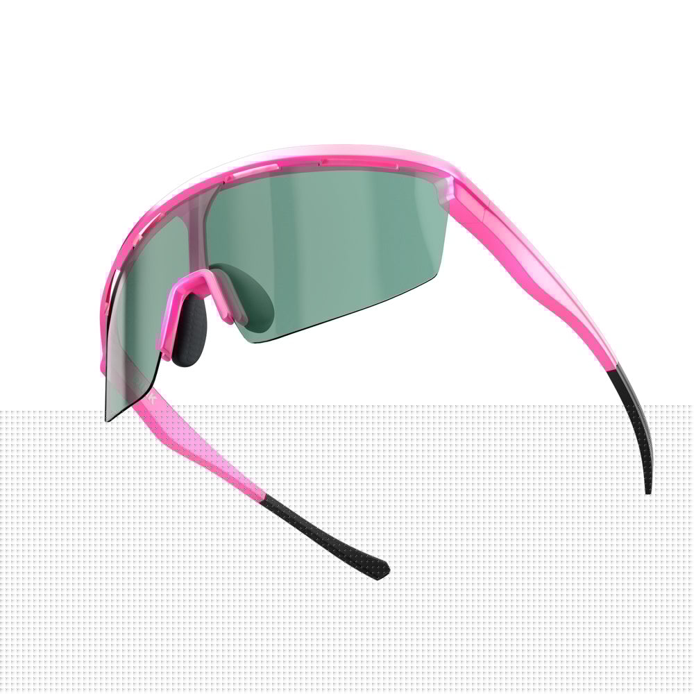 The Dink Eyewear Captiva Pink Pearl Pickleball Sunglasses offer sporty pink and black wrap style with performance design for stylish eye protection on the court.