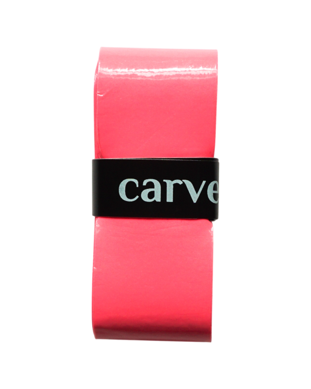 A roll of Carve Sports Color Overgrip in bright pink, secured by a black band with partially visible "carve" white text, is displayed against a plain white background.