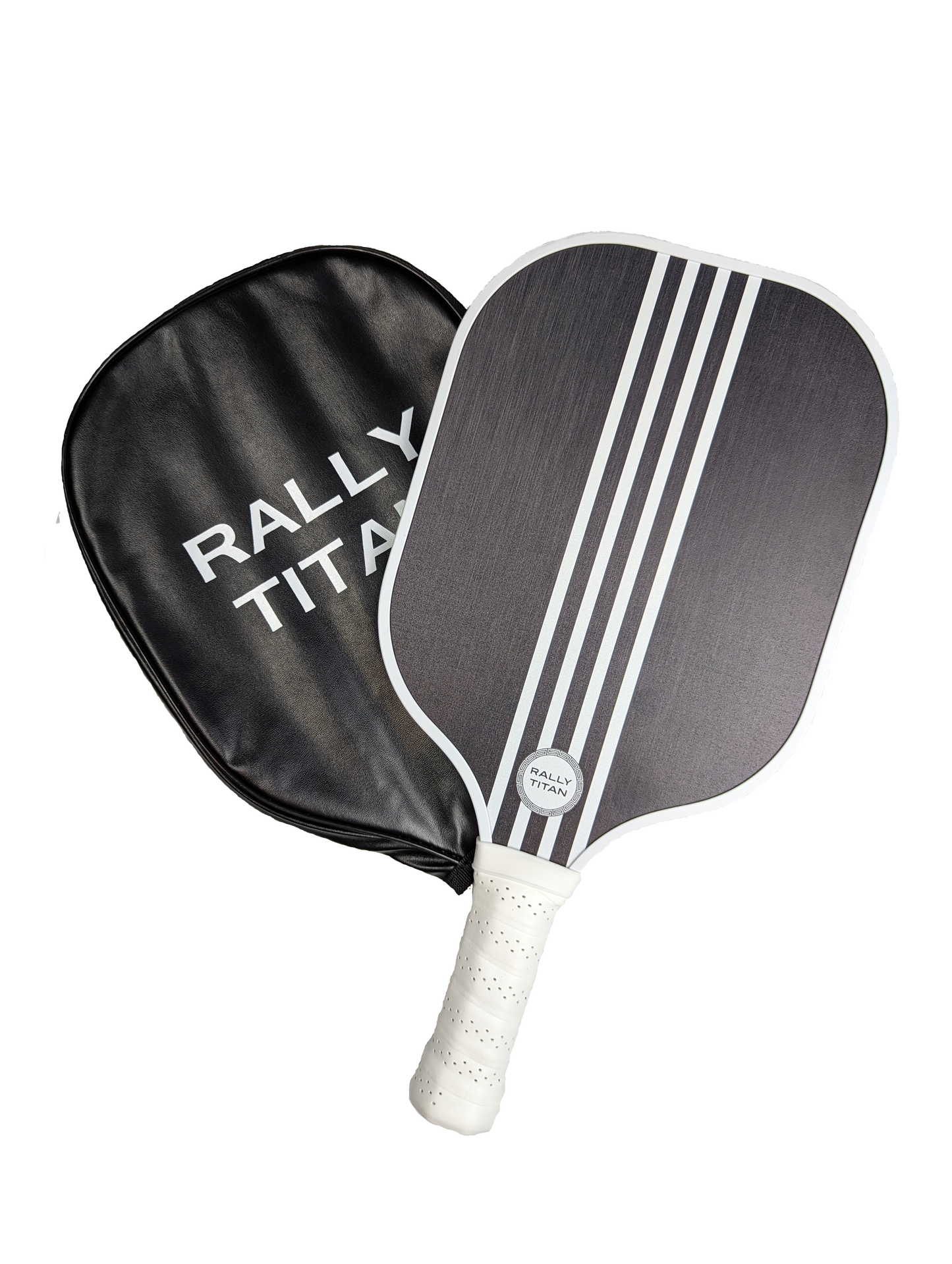 The Rally Titan Pickleball Aspro | 10MM features a handle and T300 textured carbon fiber surface for enhanced grip.