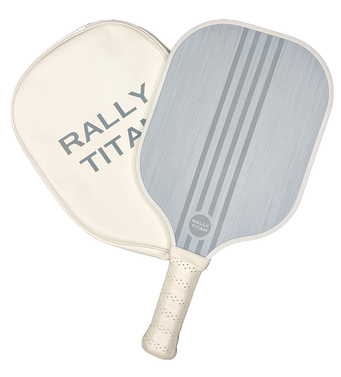 The Rally Titan Pickleball Grizo paddle features a comfortable handle, a durable T300 textured carbon fiber surface, and a lightweight 10MM polypropylene honeycomb core.