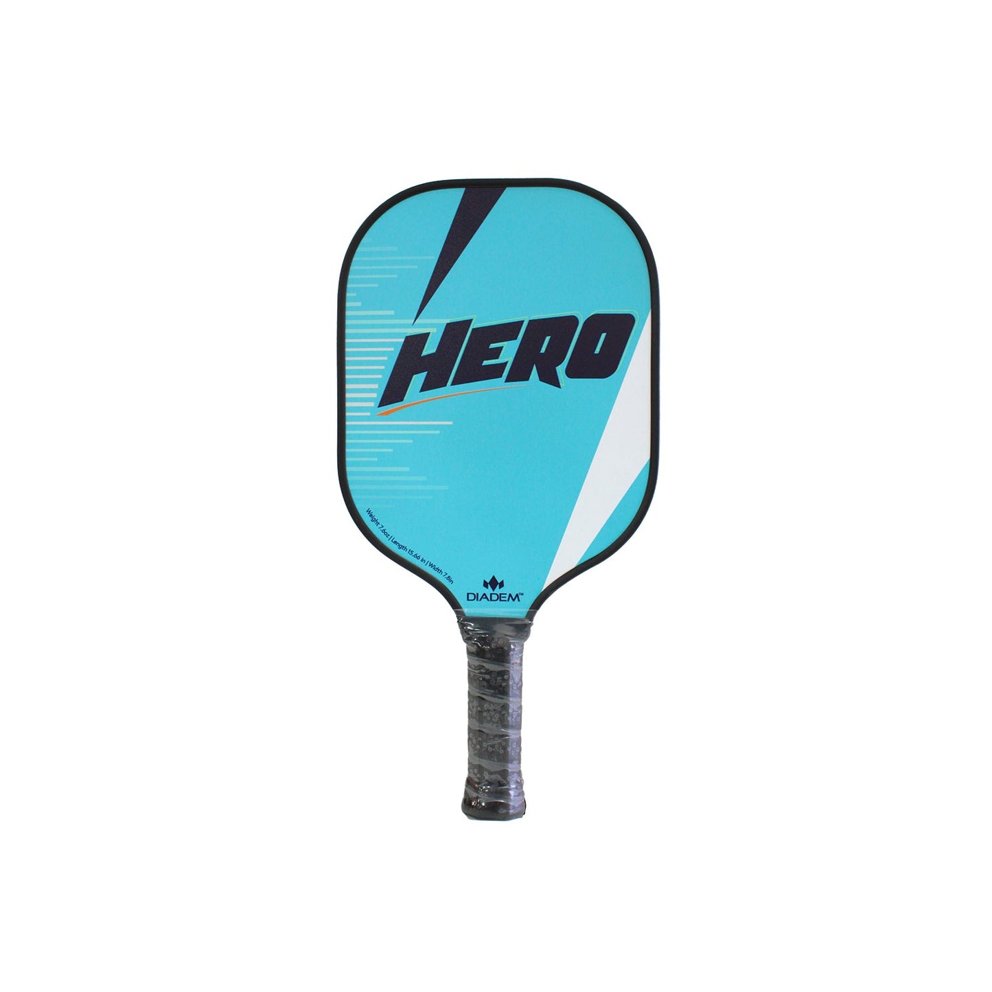 The Diadem Sports Hero is a blue USAPA-approved pickleball paddle with a black edge and grip, bold "HERO" lettering, and "DIADEM" branding near the base—ideal for beginners.