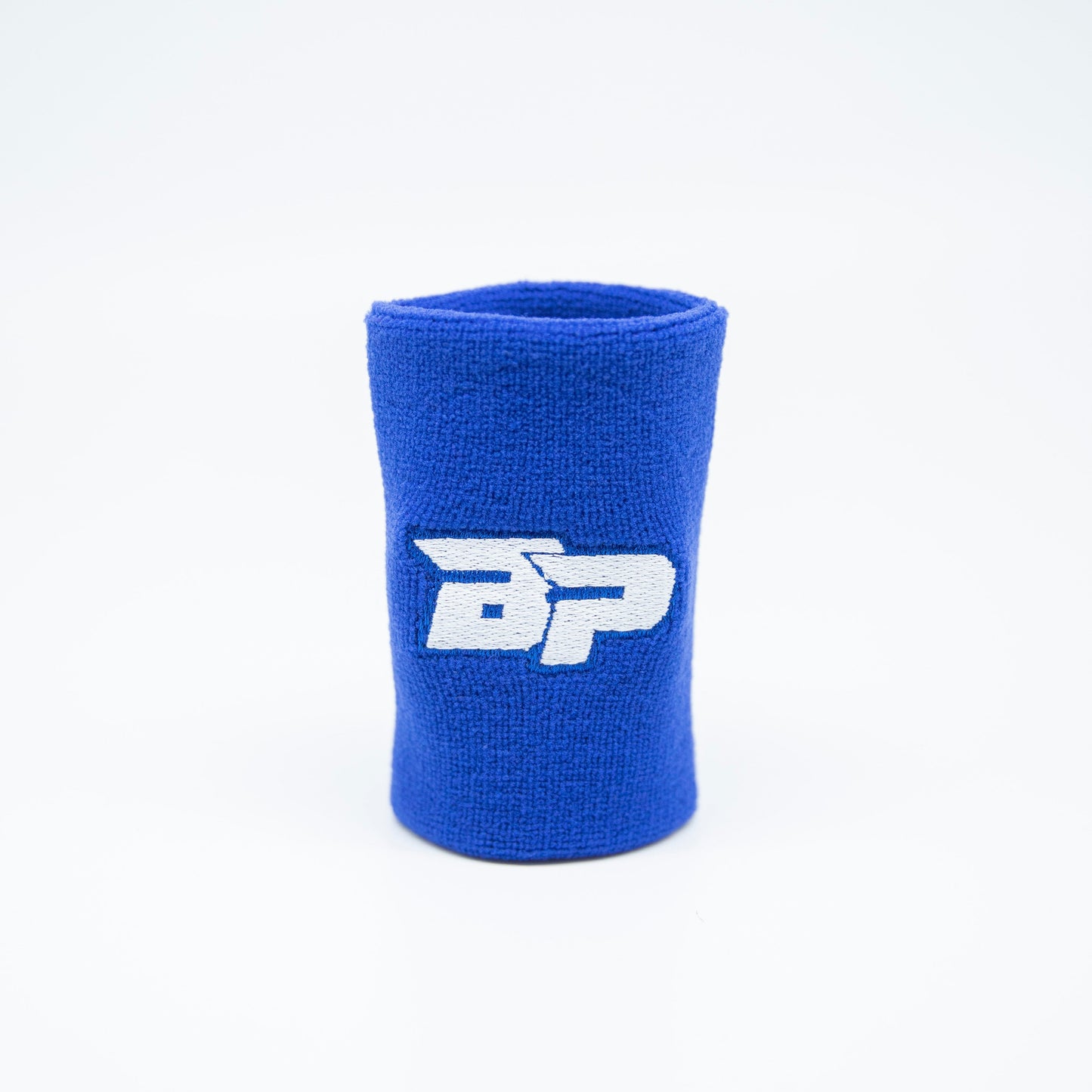 A blue Bodhi Performance Wristband (1pc) stands upright on a white background, showcasing a bold white BP logo with stylized lettering embroidered prominently on the front.