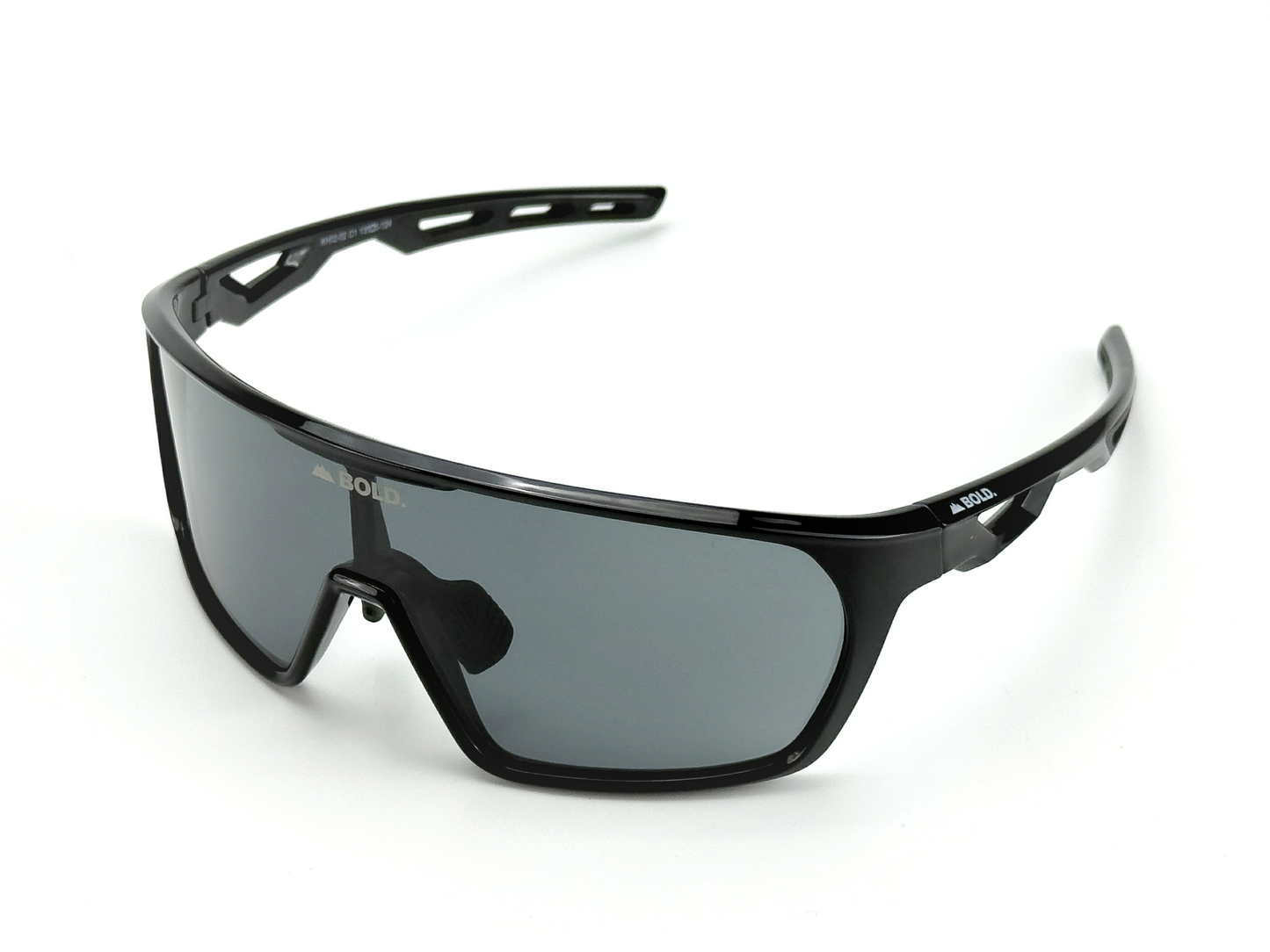 BOLD Senders Kids Sunglasses by boldouterwear feature a sporty black wraparound design with UV400 dark rectangular lenses, vented angular arms, bold logos on the lens and temples, plus a contoured nose pad for comfort. Perfect for MTB, ski & lifestyle.
