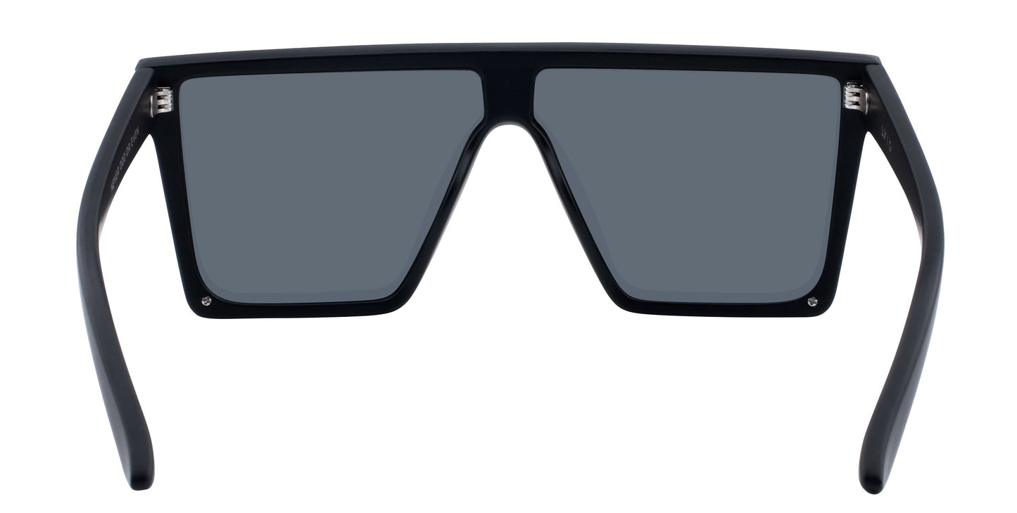 Cr by Neven Eyewear: Oversized black rectangular sunglasses with thick frames, dark polarized UV400 lenses, straight arms, and a wide bridge for a bold modern style against a white background.