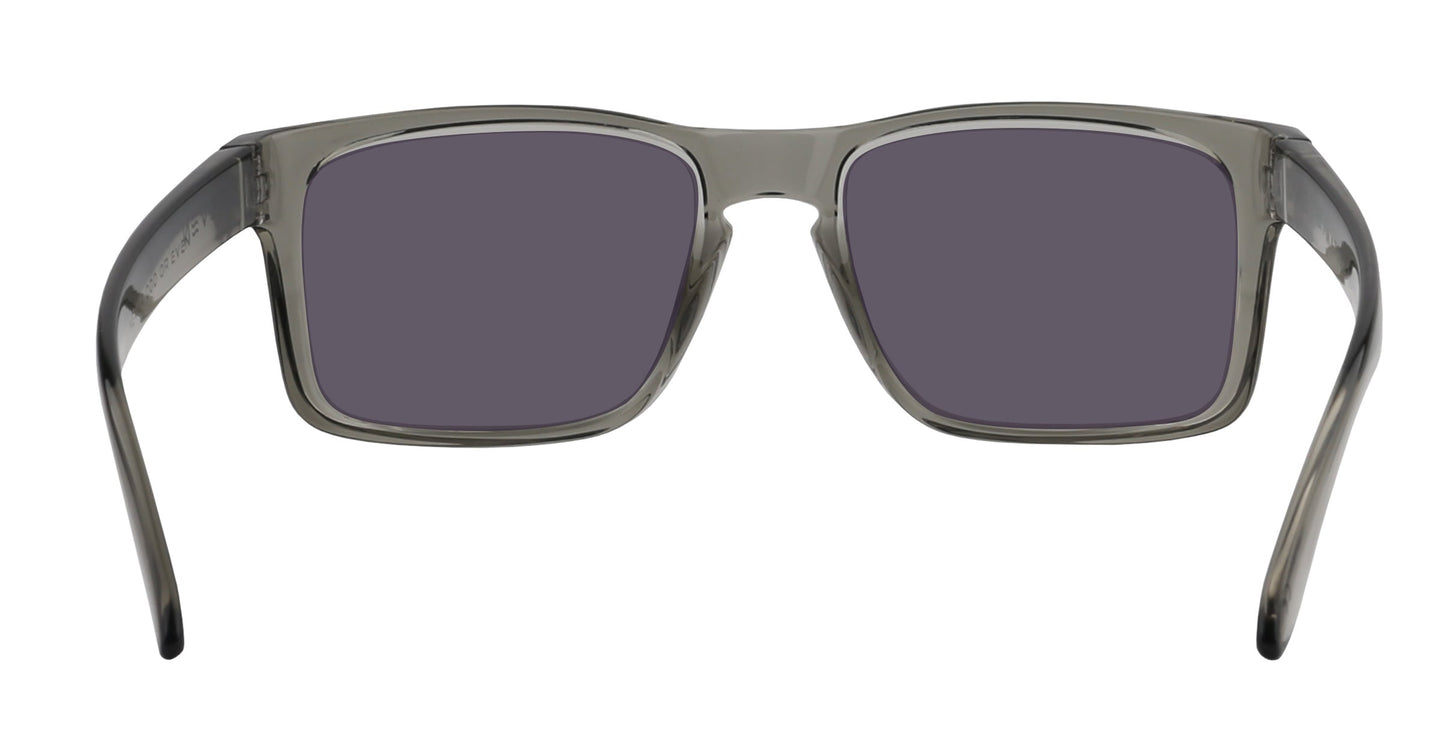 The Stormy XL by Neven Eyewear are modern, rectangular prescription sunglasses with dark tinted lenses, transparent gray plastic frames, and slightly curved arms with visible hinges.