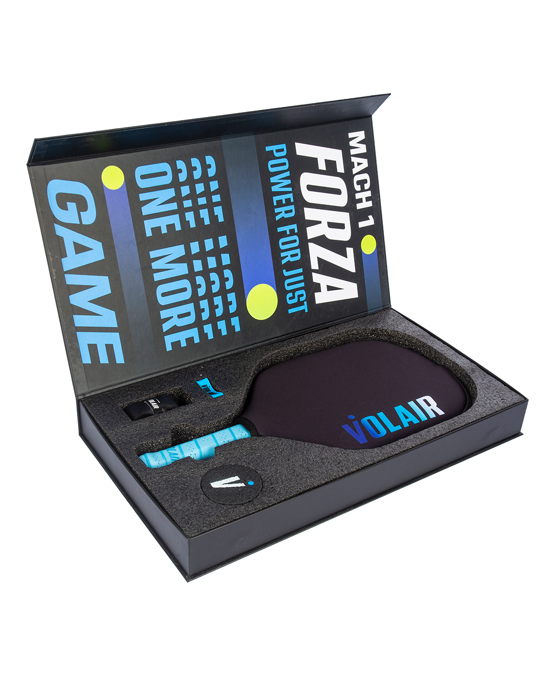 The Volair Pickleball Mach 1 Forza paddle arrives boxed—great for beginners or pros! Compare paddles with our chart to find your best fit, all backed by our Money Back Guarantee.