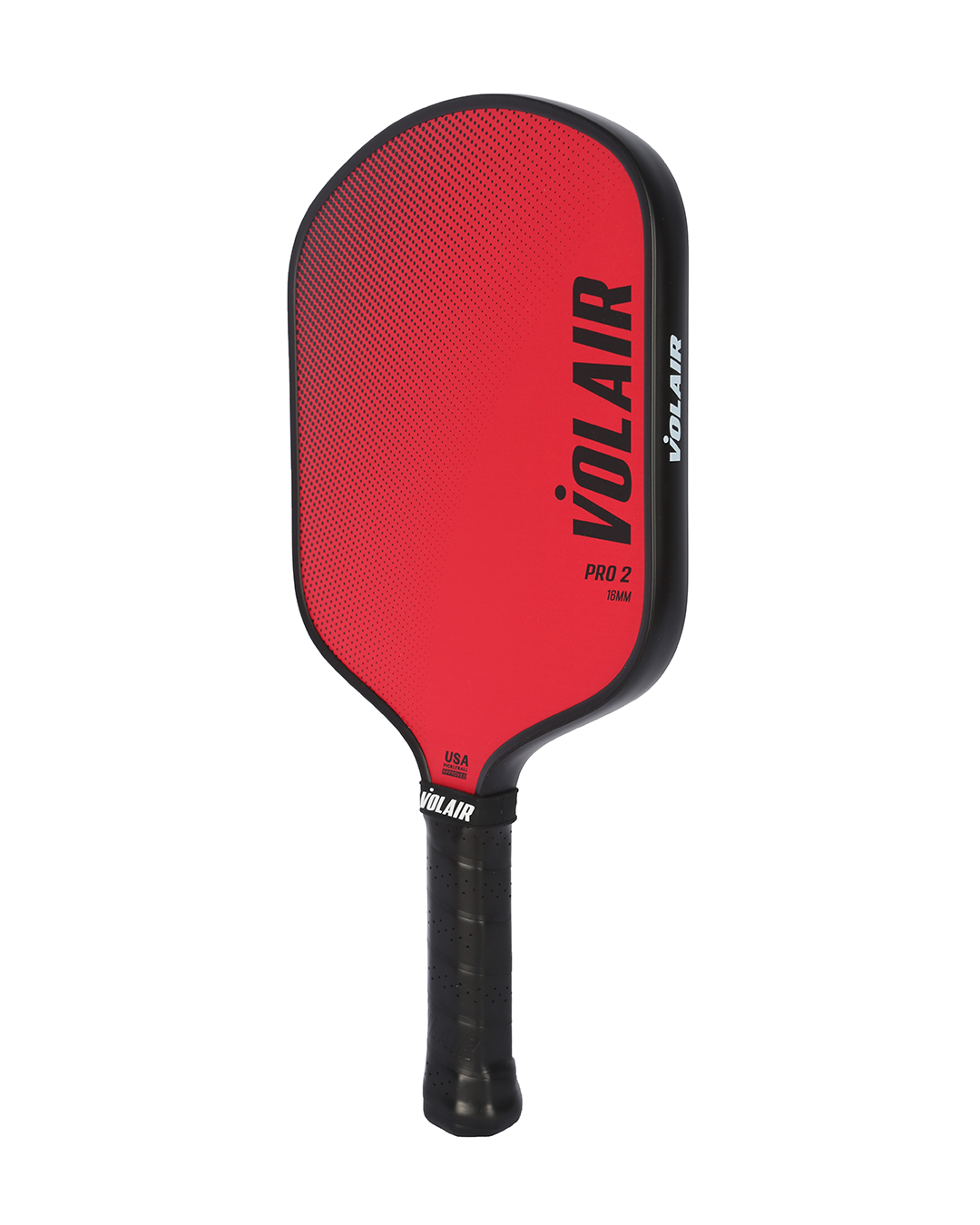 The Volair Pickleball Pro 2 Pickleball Paddle features a black handle and red face, a black border, bold USAP-approved design, and vertical "VOLAIR" branding with "PRO 2 SW" below.
