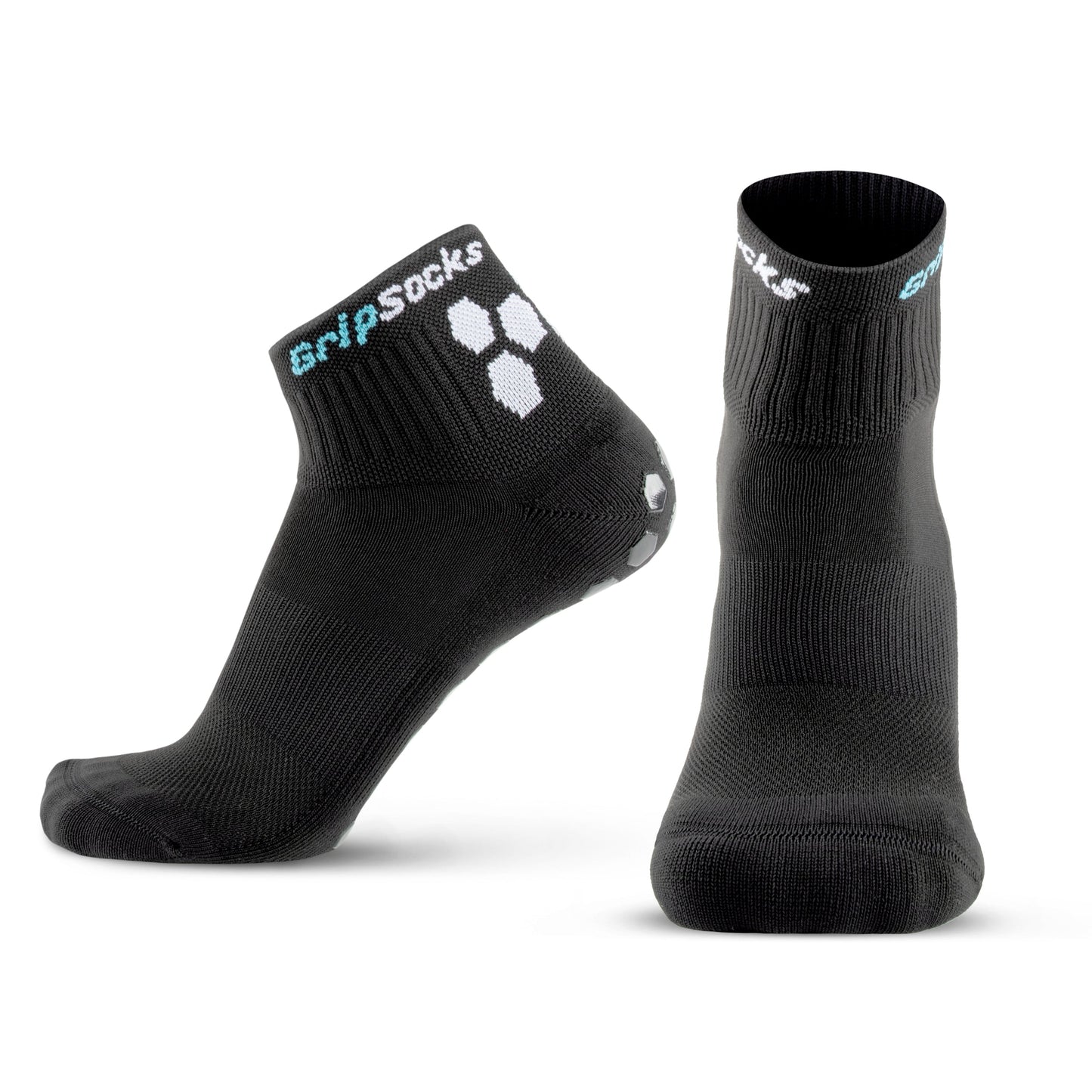 GripSocks Athletic Socks with Grips are black non-slip performance socks designed for comfort during sport training and everyday use.