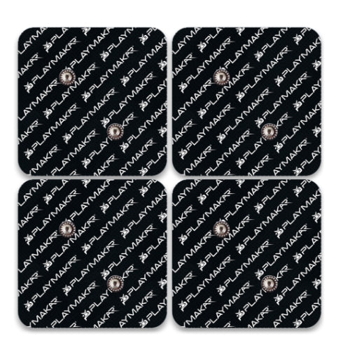 The iReliev PRO Small Pads Refill Kit includes four black square pads with rounded corners, a repeating white iReliev logo, and a central star emblem—arranged in a 2x2 grid to resemble oversized snap-style electrode pads.