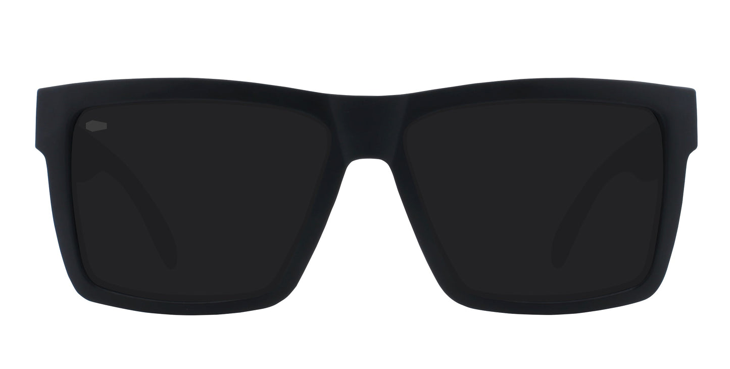 The Neven Eyewear Lowrider sunglasses feature matte black rectangular frames with thick edges and dark tinted lenses, displayed from the front against a white background.
