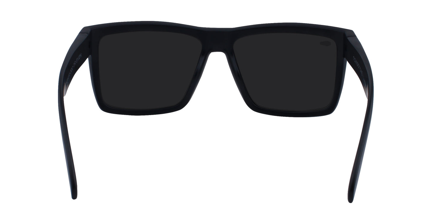 The Neven Eyewear Lowrider sunglasses feature black, rectangular frames with wide temples and dark lenses, offering a bold and modern look. Shown from the front against a white background.