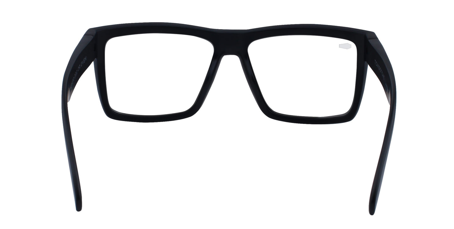 The Neven Eyewear Malibu glasses feature a thick, solid black square frame with clear lenses and straight black temples, shown from the front against a plain white background—perfect as clear motorcycle glasses.