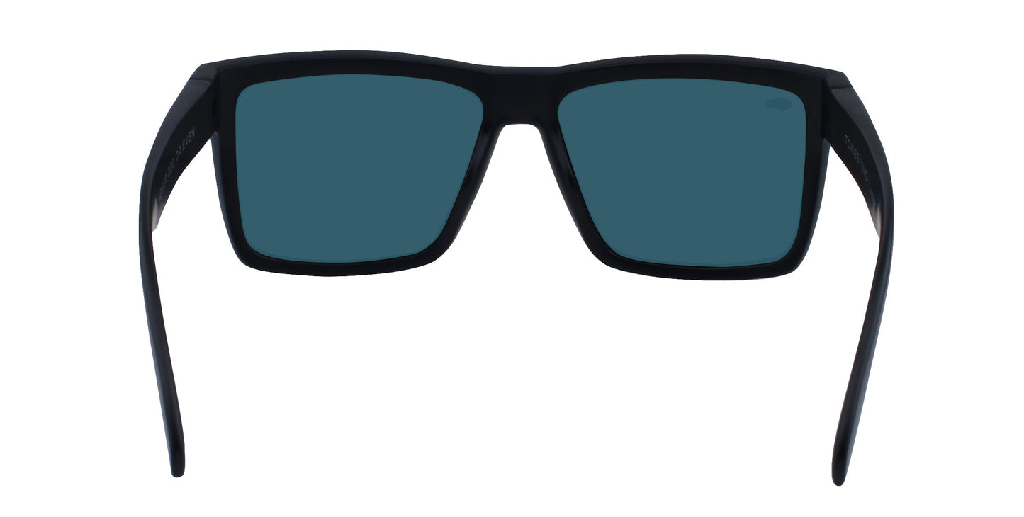 A pair of black, rectangular Supernova sunglasses from Neven Eyewear is shown front-facing. They feature thick frames, dark blue lenses, and straight temples angled outward, all set against a plain white background.