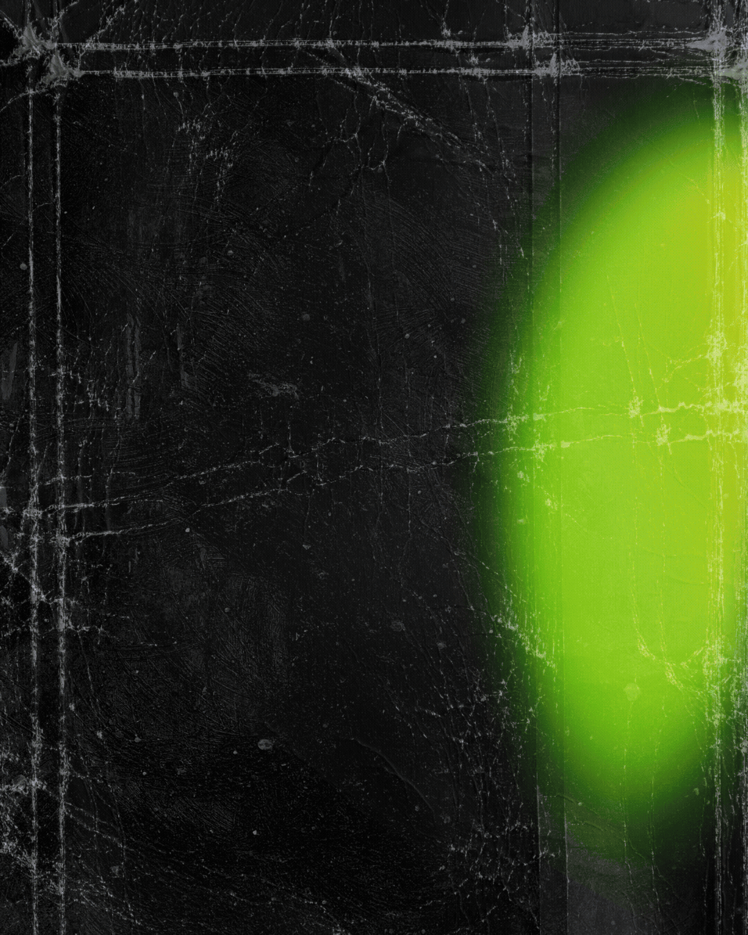 A textured black background with white scratch marks mimics the Potenza Pickleball TURBO+ COREx2 paddle. On the right, a vivid blurred neon green oval glows sharply, enhancing the paddle’s dynamic and modern appeal.