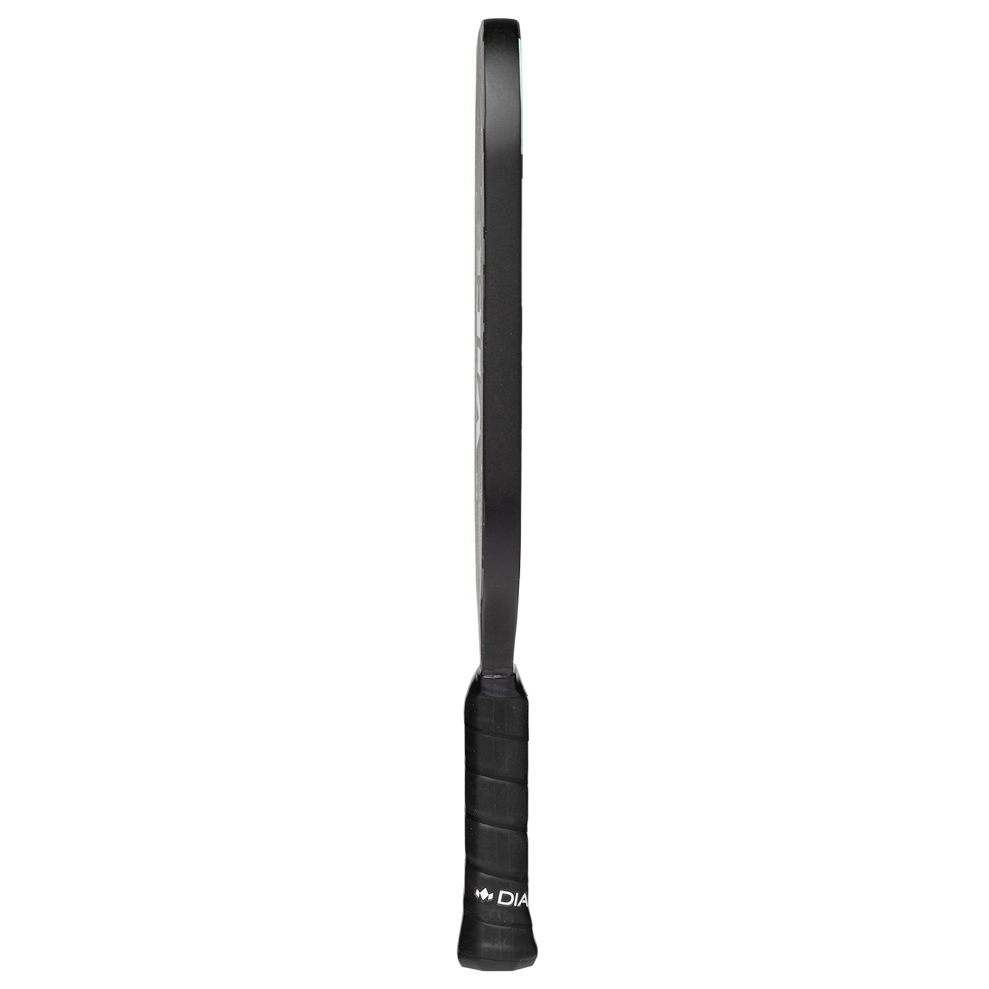 The Diadem Sports Vice pickleball paddle is shown from the side on a plain white background. It has an EVA foam core, RP2 Grit Coating, and a black handle with a black overgrip featuring white text near the end.