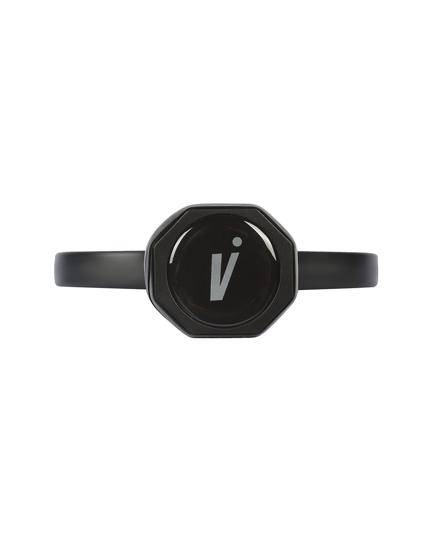The Volair Pickleball V.1F/ XL–L 16mm wristband features a black band with a round, octagonal centerpiece inspired by T700 Carbon Fiber and pickleball paddles, highlighted by a white stylized V over a glossy black background. Modern and sleek design.