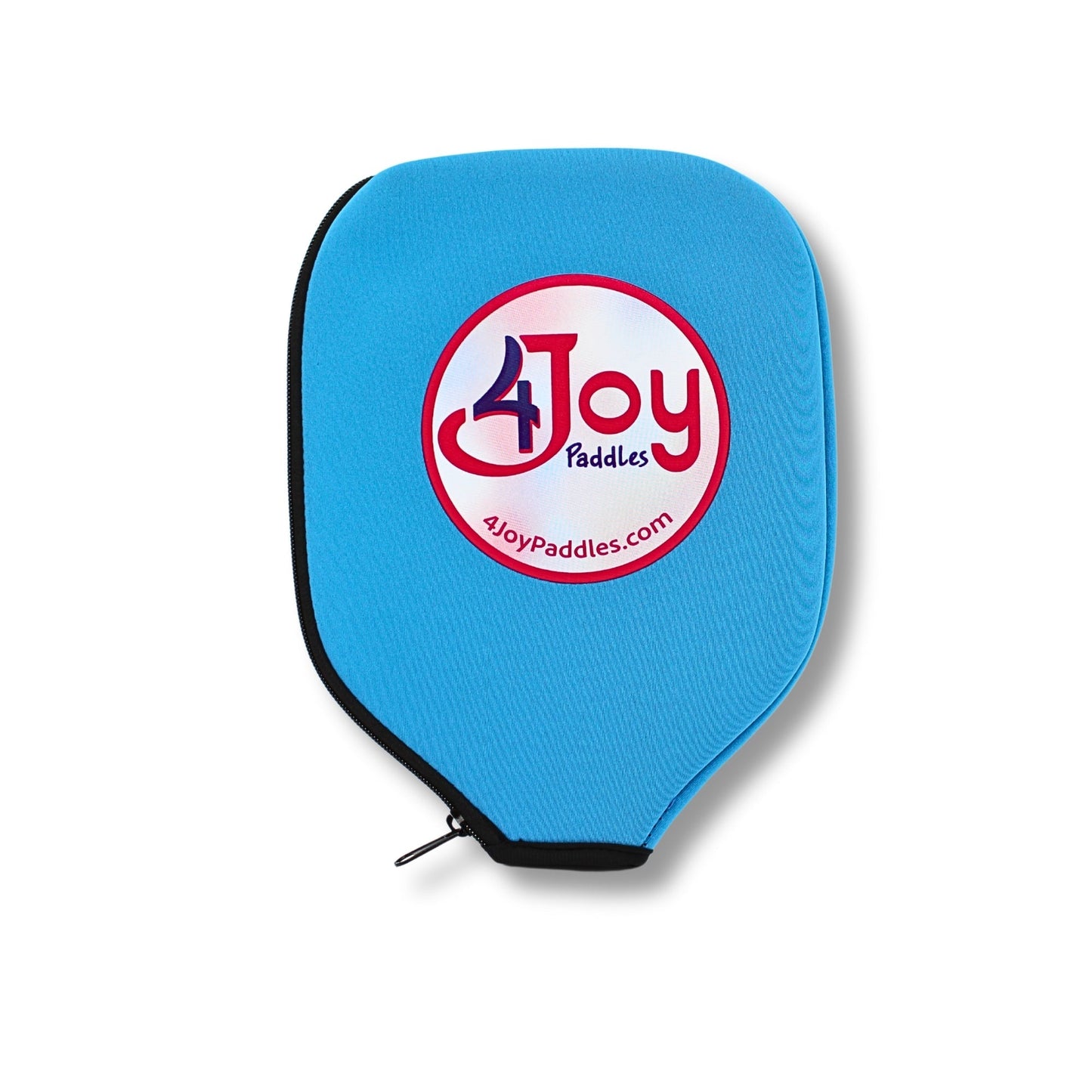 Protect your AMP4 Pickleball Paddle (Turtle Design) with this bright blue zippered cover featuring black trim, a rounded top, and a 4Joy Paddles logo. Perfect for keeping your paddle safe. Learn more at 4JoyPaddles.com.