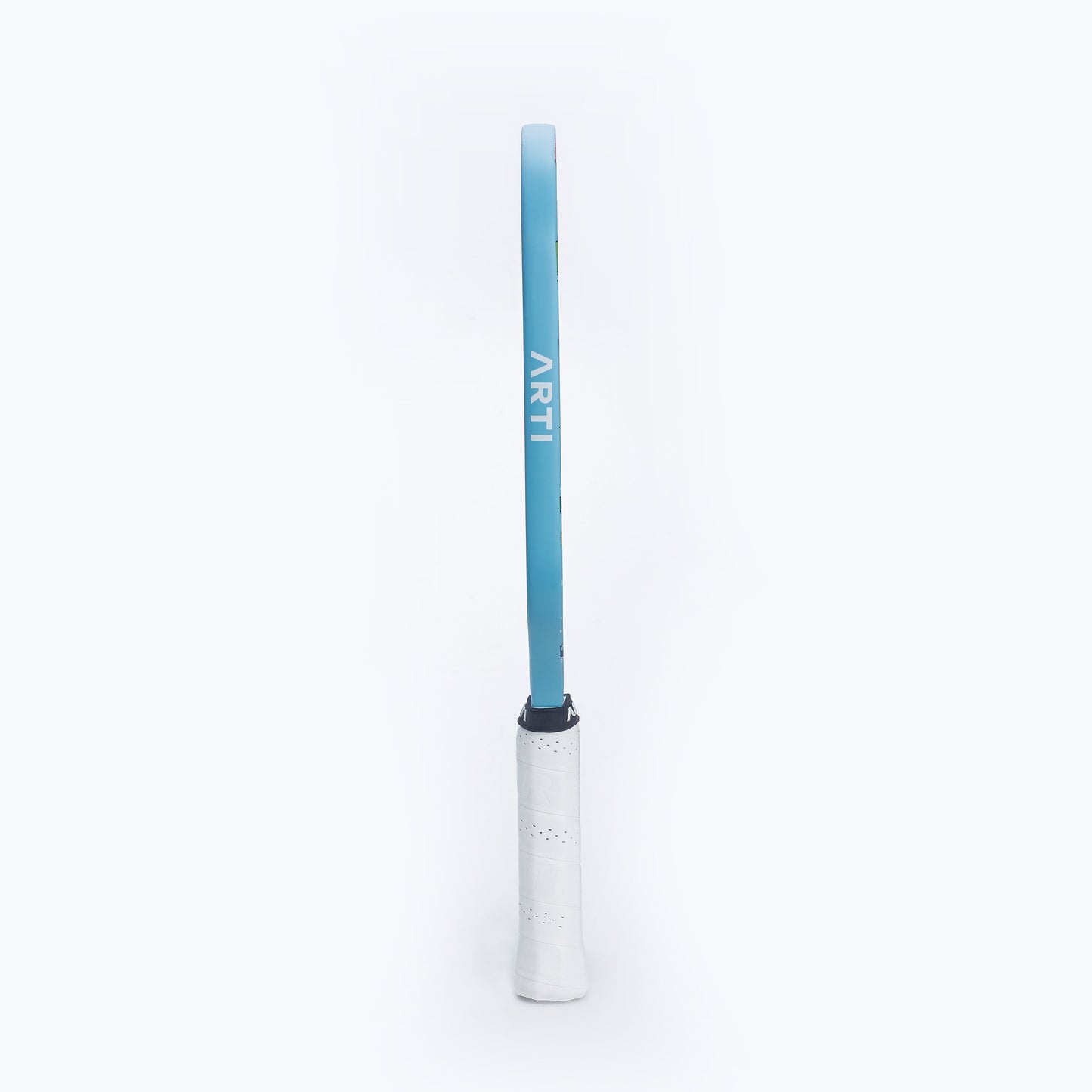 The ARTI Carbon Fiber "FLORIDA" Paddle stands upright on a plain white background. Its handle is wrapped in white grip tape, and the light blue face features the word ARTI in bold white letters.