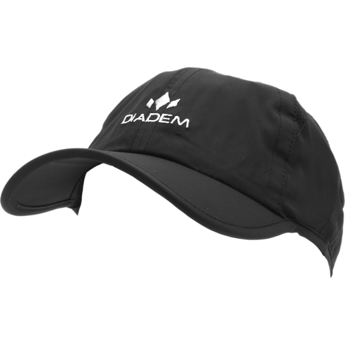 The Diadem Sports Performance Hat is a black snapback trucker cap with a white "DIADEM" logo, curved bill, visible stitching, and adjustable fit, shown on a plain white background.