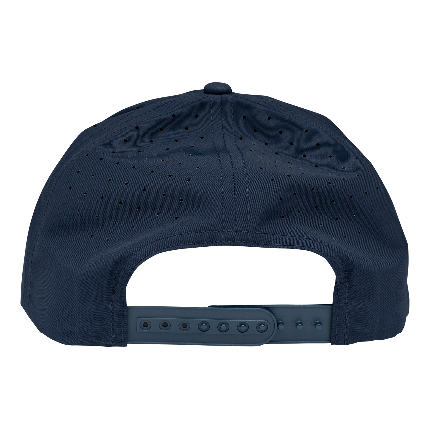 The Diadem Texas Performance Hat by Diadem Sports is a navy blue baseball cap with ventilation holes and an adjustable snapback strap, made from smooth fabric. Shown from the back on a plain white background.