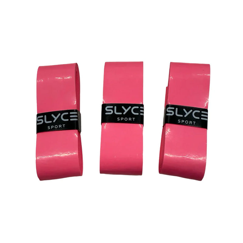 Three bright pink GRYPs - Over-Wraps by Slyce Sport are neatly folded and evenly spaced vertically against a plain white background.