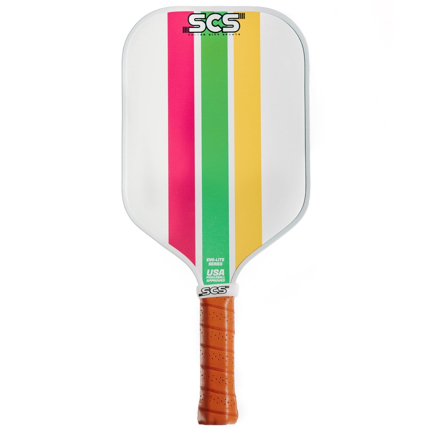 The Trifecta | Evo-Lite Series pickleball paddle by Salted City Sports features a colorful design and is USA Pickleball approved.